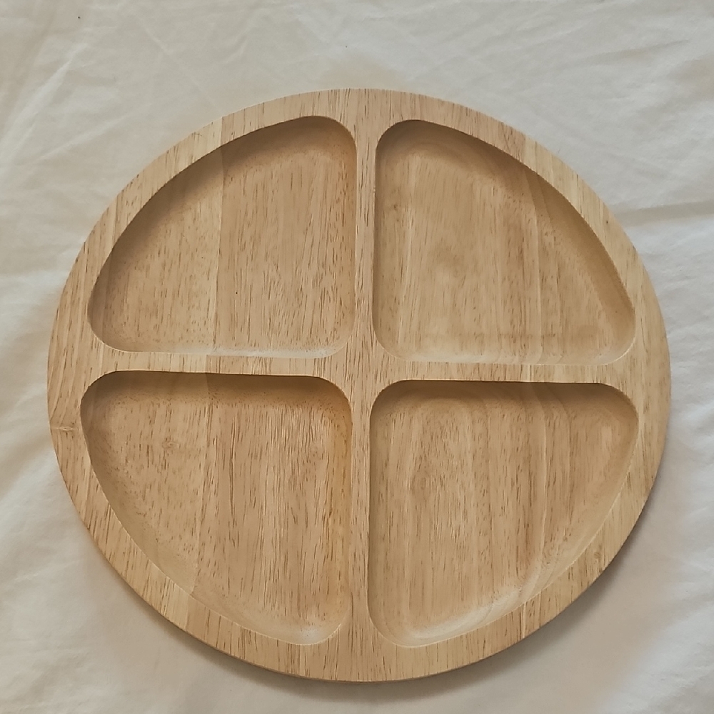 Natural Wood Divided Plate